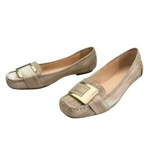 Calvin Klein Slip On Gold Monet Faux Lizard Flats Size 8.5